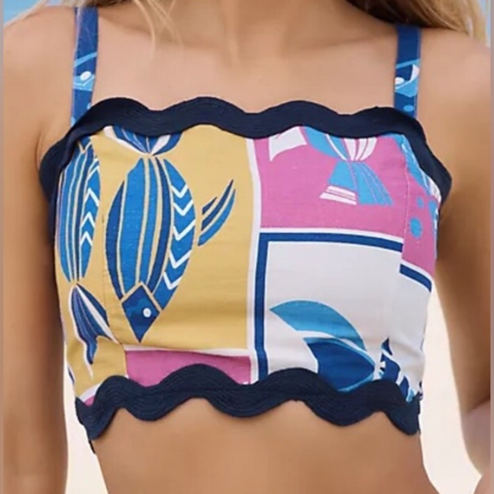 NWT Anthropologie Celandine Scallop Square-Neck Crop Top Size small